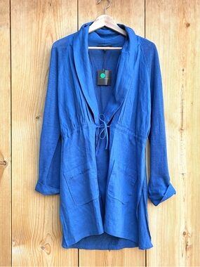 Adolfo Dominguez NWT Blue Linen Blend Cardigan Sz Large